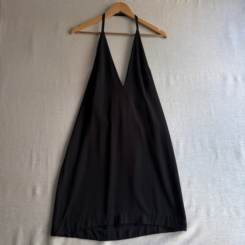 Revolve Solace London Mae Mini Dress Halter Deep V Open Back Black US 4 Hoco
